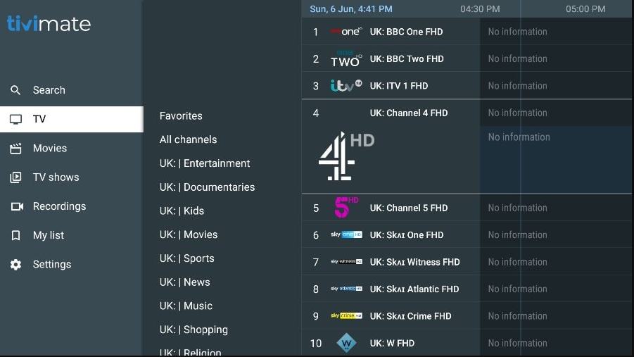 TiviMate EPG interface comparison for What is the Best Player for IPTV on GoodIPTVHub